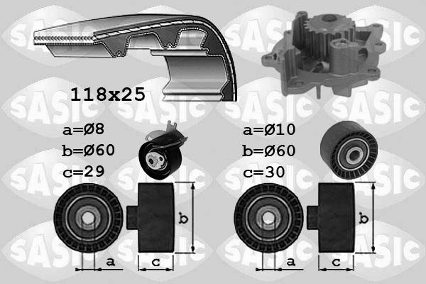 Sasic 3900039 - Водяной насос + комплект зубчатого ремня ГРМ autospares.lv