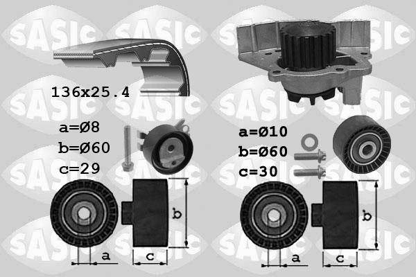 Sasic 3900034 - Водяной насос + комплект зубчатого ремня ГРМ autospares.lv