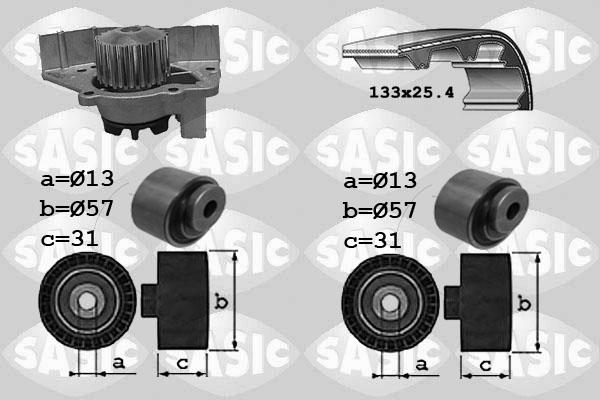 Sasic 3900030 - Водяной насос + комплект зубчатого ремня ГРМ autospares.lv