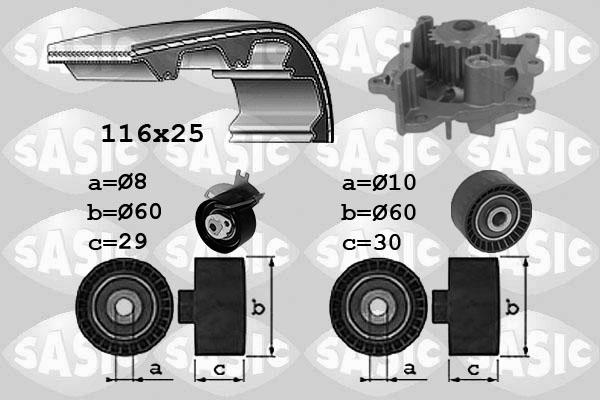 Sasic 3900038 - Водяной насос + комплект зубчатого ремня ГРМ autospares.lv