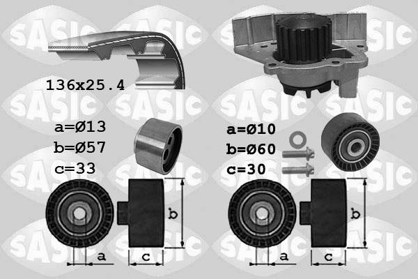 Sasic 3900033 - Водяной насос + комплект зубчатого ремня ГРМ autospares.lv
