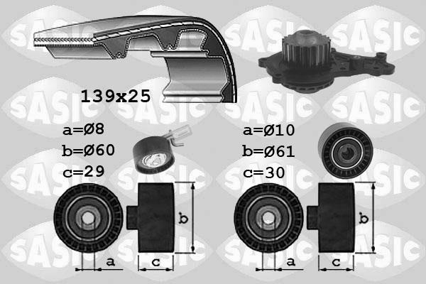 Sasic 3900037 - Водяной насос + комплект зубчатого ремня ГРМ autospares.lv