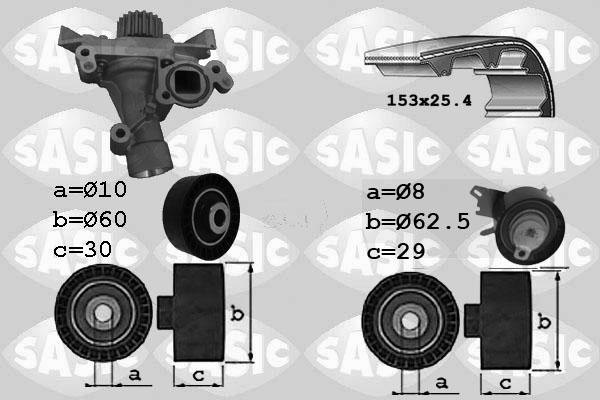Sasic 3900028 - Водяной насос + комплект зубчатого ремня ГРМ autospares.lv