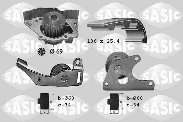 Sasic 3900022 - Водяной насос + комплект зубчатого ремня ГРМ autospares.lv