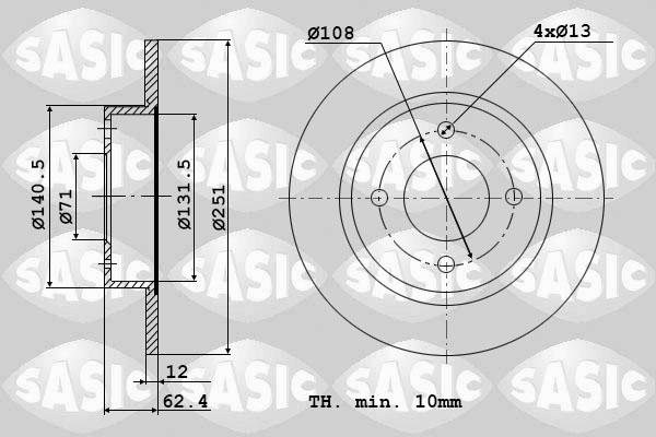 Sasic 2004289J - Тормозной диск autospares.lv