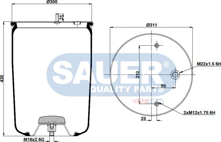 SAUER S2294881102 - Кожух пневматической рессоры autospares.lv