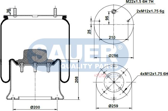 SAUER S2290912301 - Кожух пневматической рессоры autospares.lv