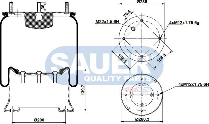 SAUER S2290810300 - Кожух пневматической рессоры autospares.lv