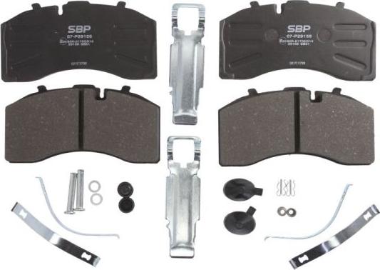 SBP 07-P29158 - Тормозные колодки, дисковые, комплект autospares.lv