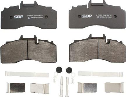 SBP 07-P29227 - Тормозные колодки, дисковые, комплект autospares.lv