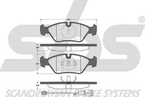 SBS 1501221506 - Тормозные колодки, дисковые, комплект autospares.lv