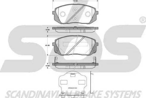 SBS 1501223430 - Тормозные колодки, дисковые, комплект autospares.lv