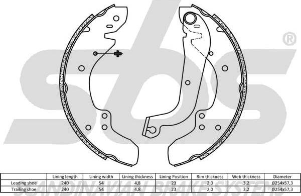 SBS 18492799374 - Комплект тормозных колодок, барабанные autospares.lv