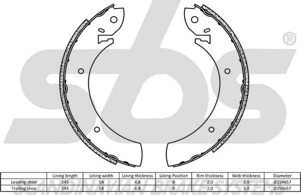 SBS 18492799272 - Комплект тормозных колодок, барабанные autospares.lv