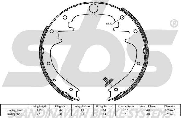 SBS 18492793639 - Комплект тормозных колодок, барабанные autospares.lv