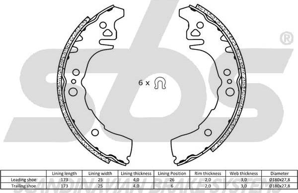 SBS 1849.2745795 - Комплект тормозных колодок, барабанные autospares.lv