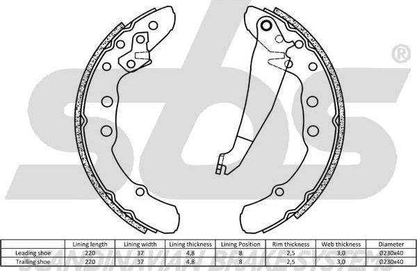 SBS 18492747530 - Комплект тормозных колодок, барабанные autospares.lv