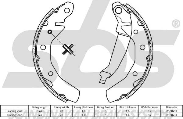 SBS 18492750610 - Комплект тормозных колодок, барабанные autospares.lv