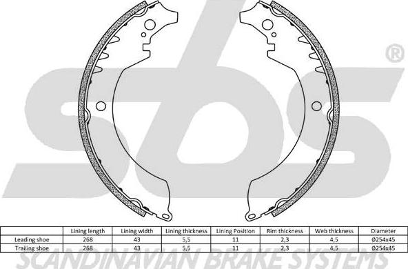 SBS 18492751419 - Комплект тормозных колодок, барабанные autospares.lv