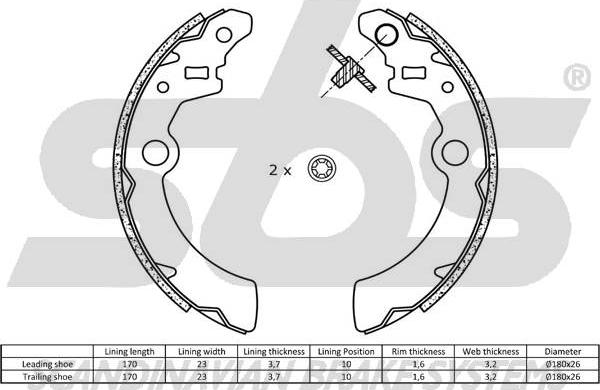 SBS 1849.2752692 - Комплект тормозных колодок, барабанные autospares.lv