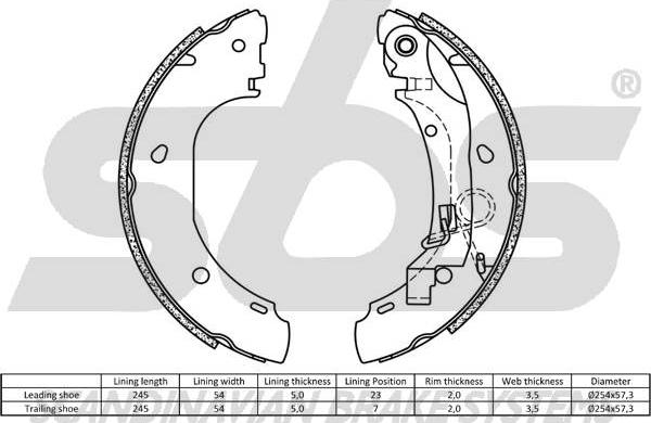 SBS 18492719701 - Комплект тормозных колодок, барабанные autospares.lv