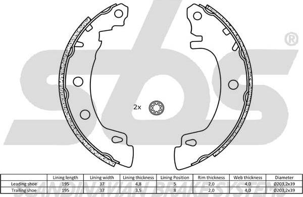 SBS 18492739581 - Комплект тормозных колодок, барабанные autospares.lv