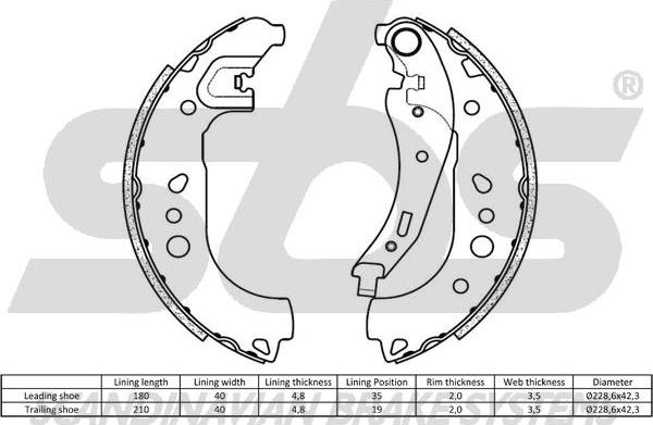 SBS 18492739864 - Комплект тормозных колодок, барабанные autospares.lv