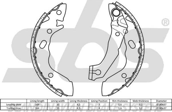 SBS 18492734560 - Комплект тормозных колодок, барабанные autospares.lv