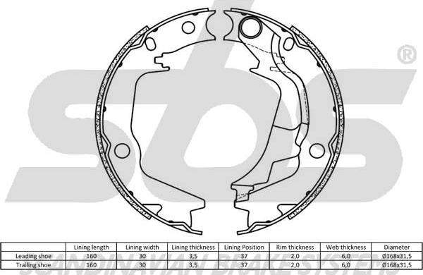 SBS 1849.2734793 - Комплект тормозов, ручник, парковка autospares.lv