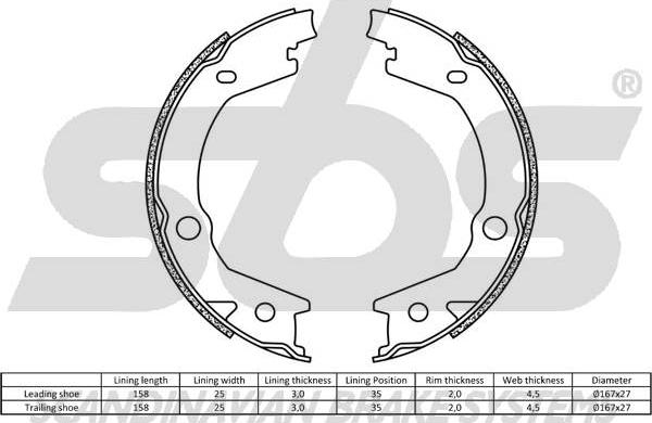 SBS 1849.2734745 - Комплект тормозов, ручник, парковка autospares.lv