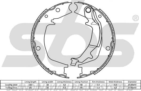 SBS 1849.2734746 - Комплект тормозов, ручник, парковка autospares.lv