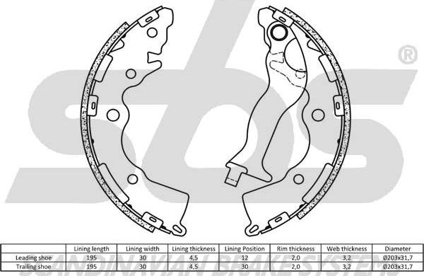 SBS 1849.2734755 - Комплект тормозных колодок, барабанные autospares.lv