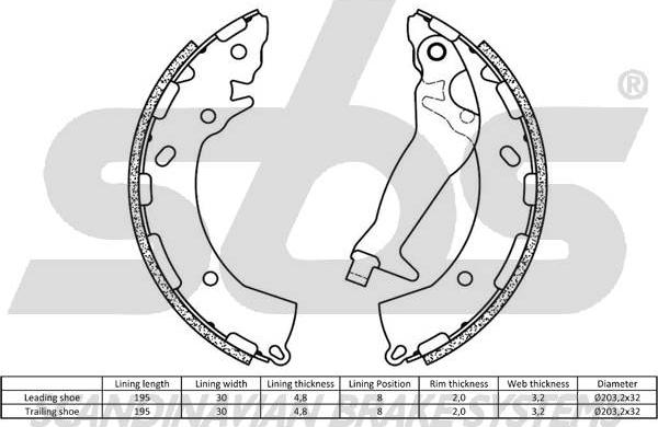 SBS 1849.2734789 - Комплект тормозных колодок, барабанные autospares.lv