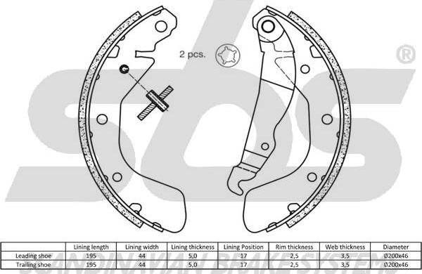 SBS 18492736540 - Комплект тормозных колодок, барабанные autospares.lv