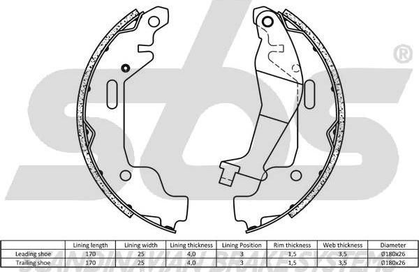 SBS 18492736685 - Комплект тормозных колодок, барабанные autospares.lv