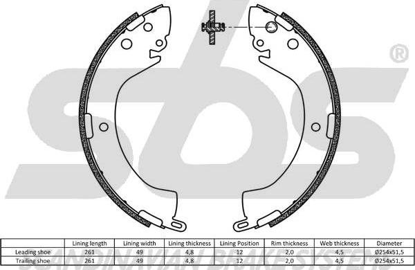 SBS 18492730606 - Комплект тормозных колодок, барабанные autospares.lv