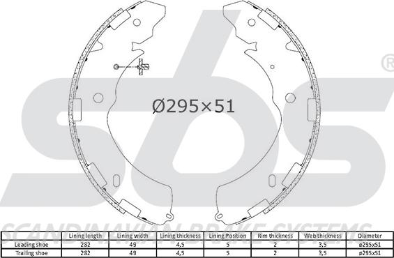 SBS 18492730842 - Комплект тормозных колодок, барабанные autospares.lv