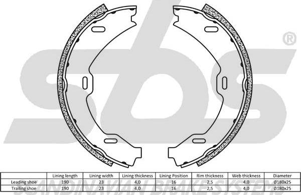 SBS 1849.2733714 - Комплект тормозов, ручник, парковка autospares.lv