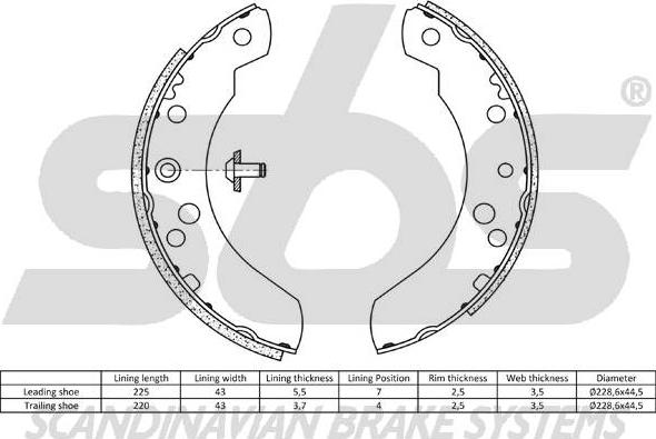 SBS 18492725440 - Комплект тормозных колодок, барабанные autospares.lv