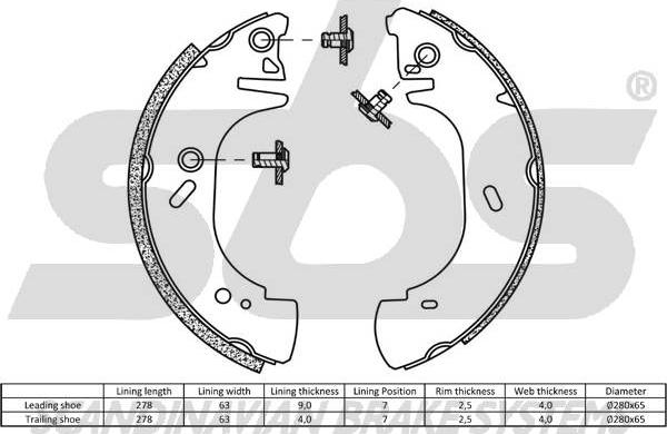 SBS 18492725571 - Комплект тормозных колодок, барабанные autospares.lv