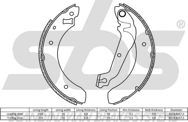 SBS 18492725376 - Комплект тормозных колодок, барабанные autospares.lv