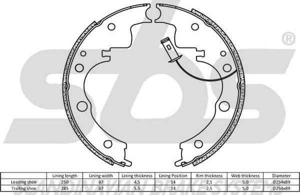 SBS 18492723558 - Комплект тормозных колодок, барабанные autospares.lv