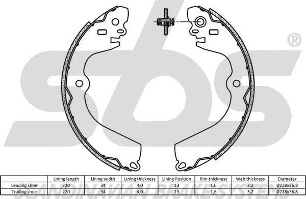 SBS 18492722856 - Комплект тормозных колодок, барабанные autospares.lv