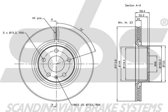 SBS 1815344799 - Тормозной диск autospares.lv