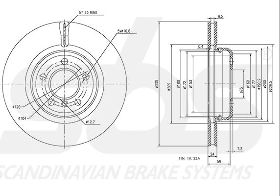 SBS 1815341592 - Тормозной диск autospares.lv