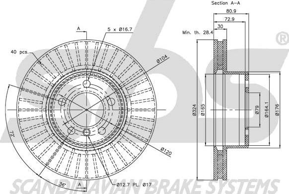 SBS 1815341559 - Тормозной диск autospares.lv