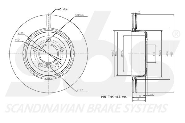 SBS 18153415114 - Тормозной диск autospares.lv