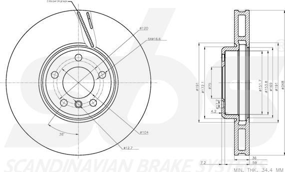 SBS 18153415125 - Тормозной диск autospares.lv