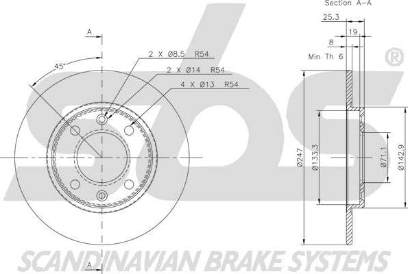 SBS 1815319947 - Тормозной диск autospares.lv