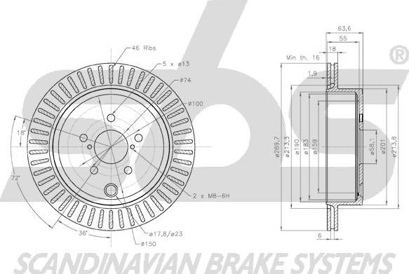 SBS 1815314426 - Тормозной диск autospares.lv